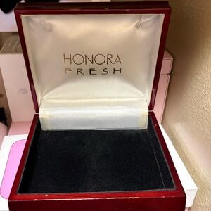 Honora Fresh vintage Jewelry Box with White Satin Interior and Gold Logo